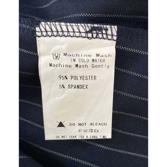 NWT Vfshow Vfemage Size M Navy Striped Sheath Dress Front Zip Dark Academia - Picture 7 of 7